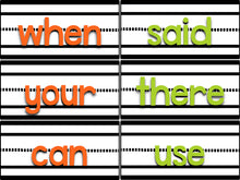 Green and Orange Sentence Strip Sight Words