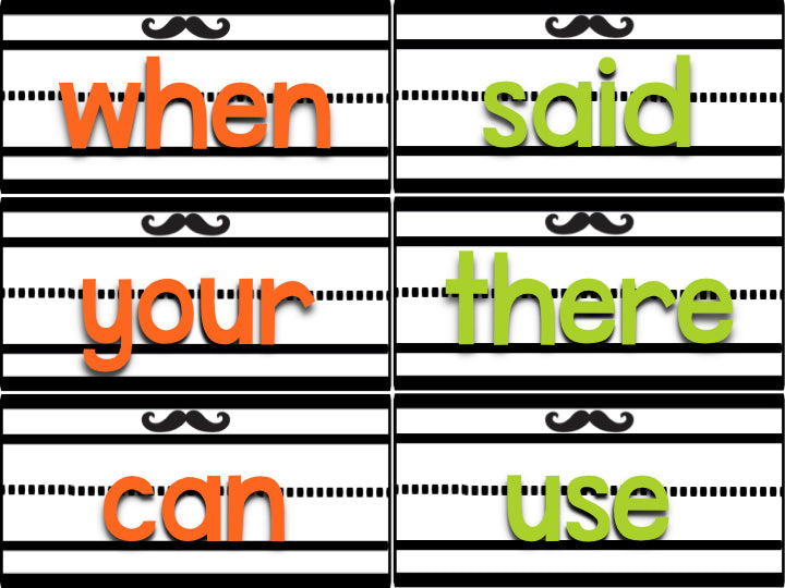 Green and Orange Sentence Strip Sight Words