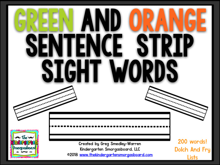 Green and Orange Sentence Strip Sight Words