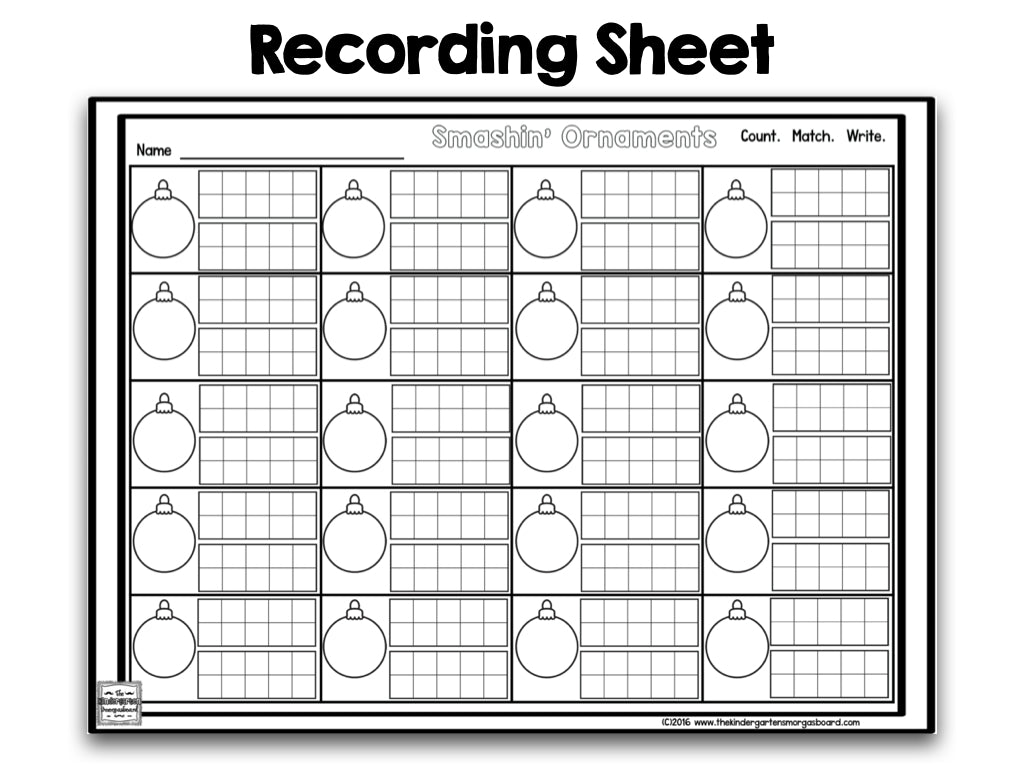 Christmas Numbers and Counting Center Activities Kindergarten Smashing Ornaments