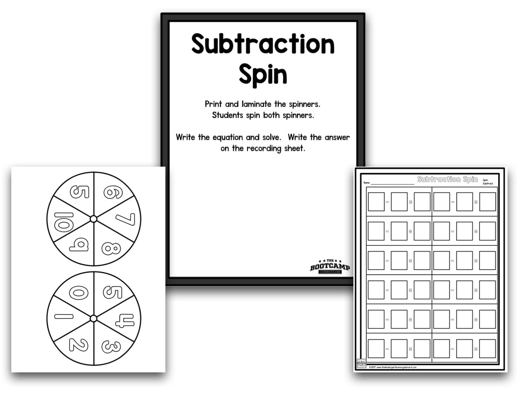 Subtraction Bootcamp: Subtracting to 10 (No Theme)