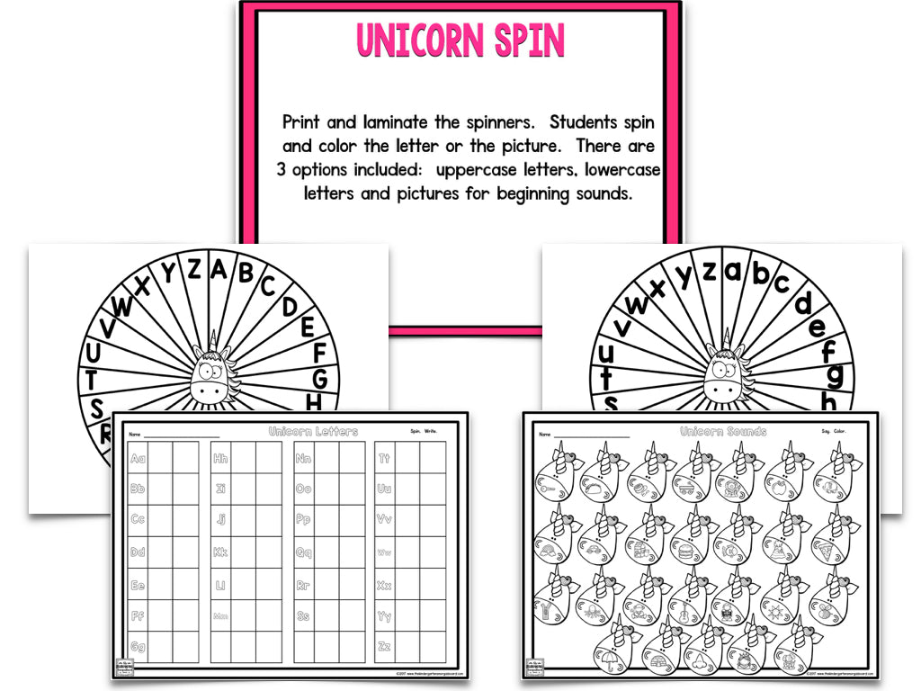 Unicorn Blackline Math and Literacy Centers for the Whole Year!