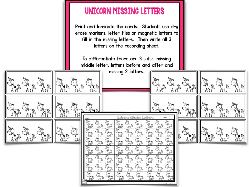 Unicorn Blackline Math and Literacy Centers for the Whole Year!