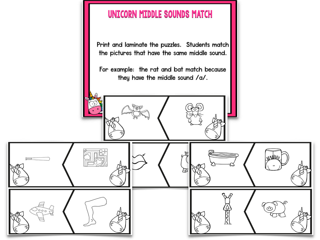 Unicorn Blackline Math and Literacy Centers for the Whole Year!