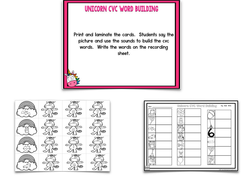 Unicorn Blackline Math and Literacy Centers for the Whole Year!