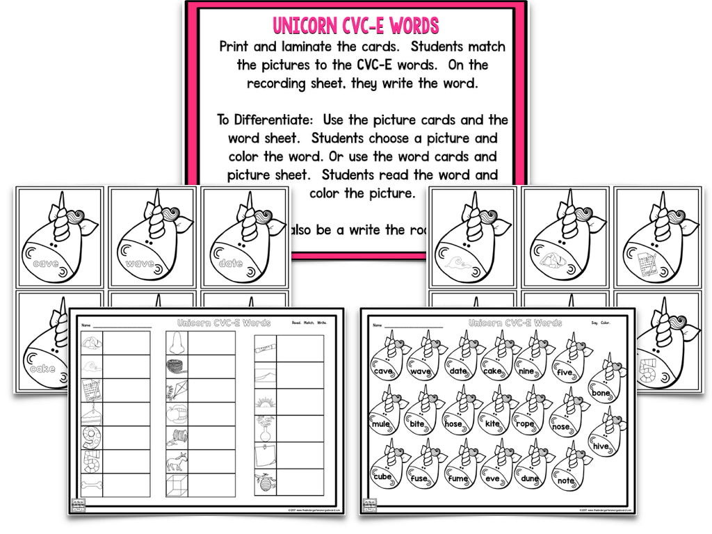 Unicorn Blackline Math and Literacy Centers for the Whole Year!