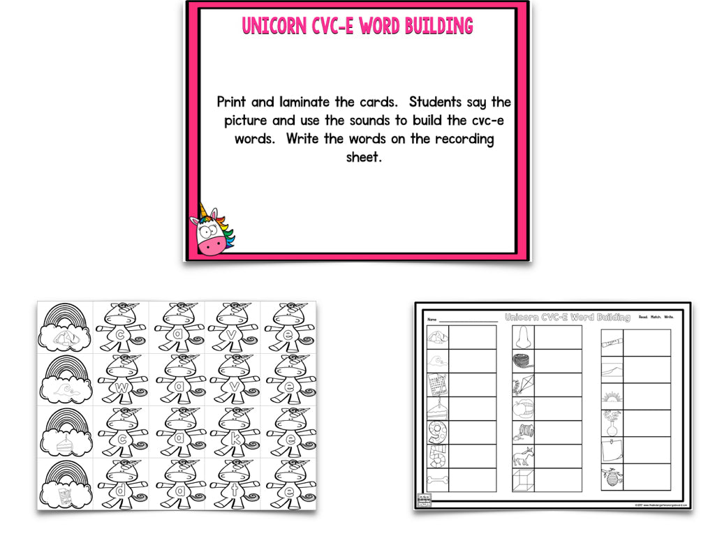 Unicorn Blackline Math and Literacy Centers for the Whole Year!