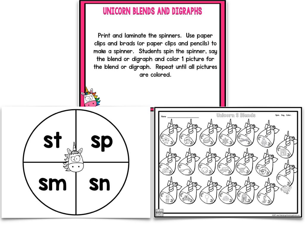 Unicorn Blackline Math and Literacy Centers for the Whole Year!