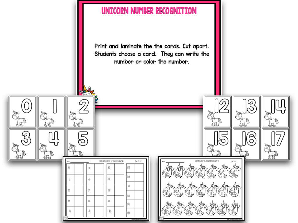 Unicorn Blackline Math and Literacy Centers for the Whole Year!