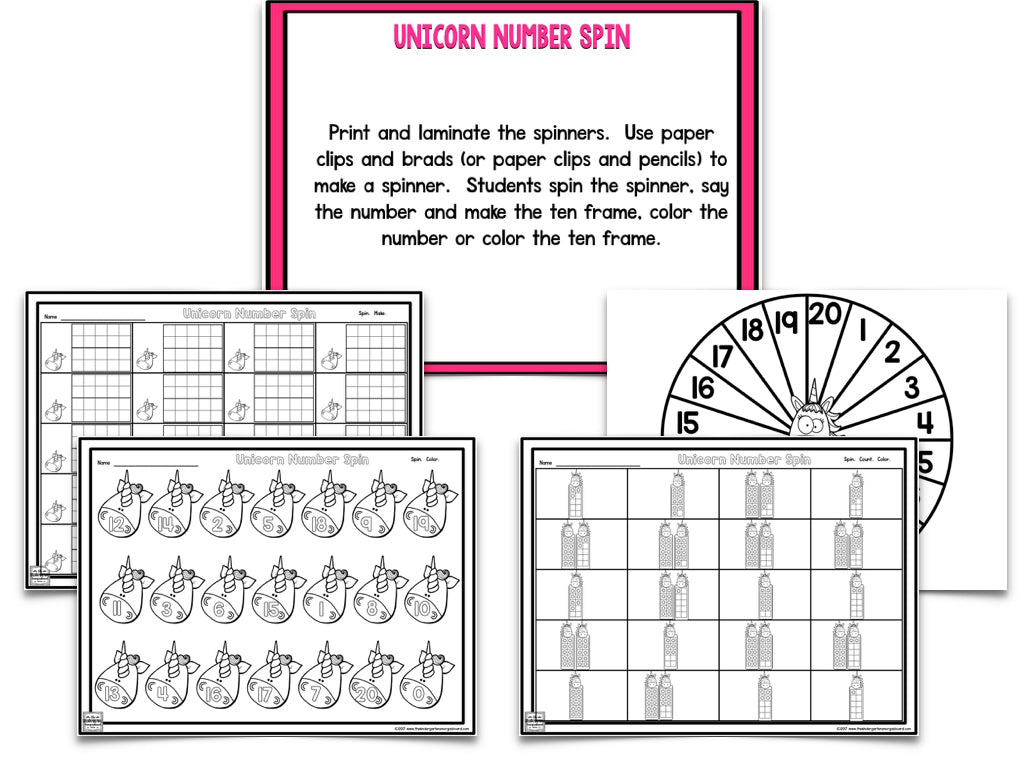 Unicorn Blackline Math and Literacy Centers for the Whole Year!