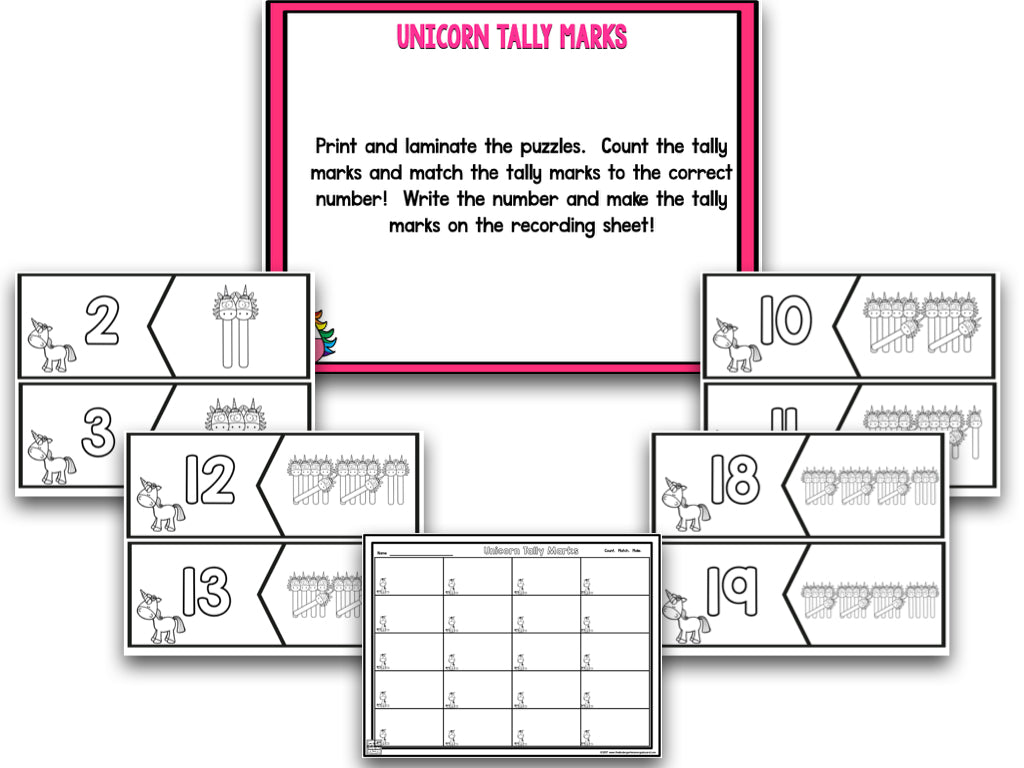 Unicorn Blackline Math and Literacy Centers for the Whole Year!