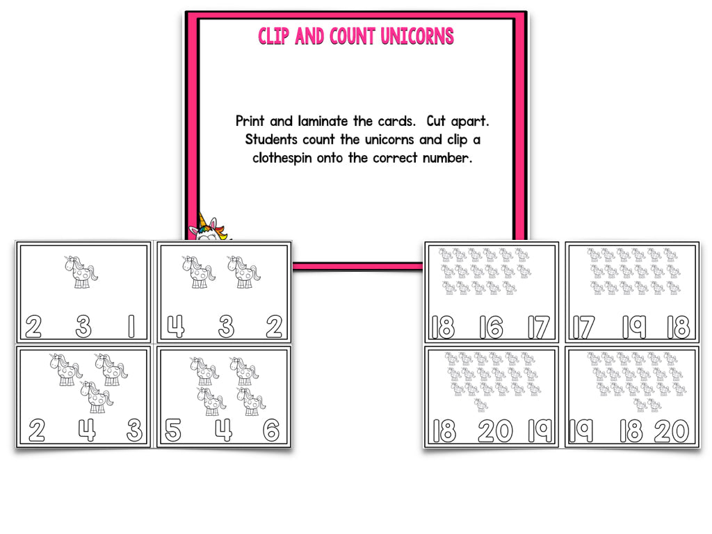 Unicorn Blackline Math and Literacy Centers for the Whole Year!