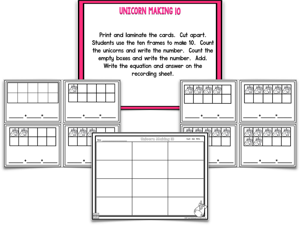 Unicorn Blackline Math and Literacy Centers for the Whole Year!