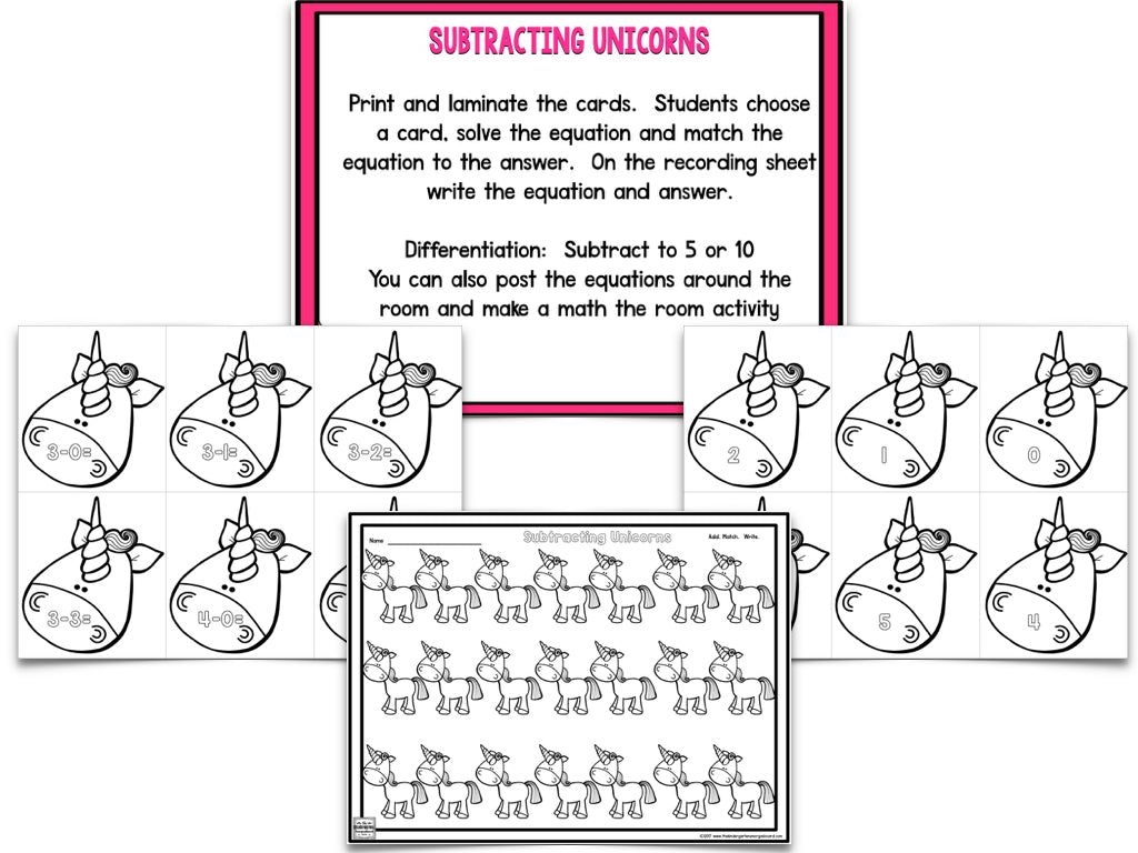 Unicorn Blackline Math and Literacy Centers for the Whole Year!