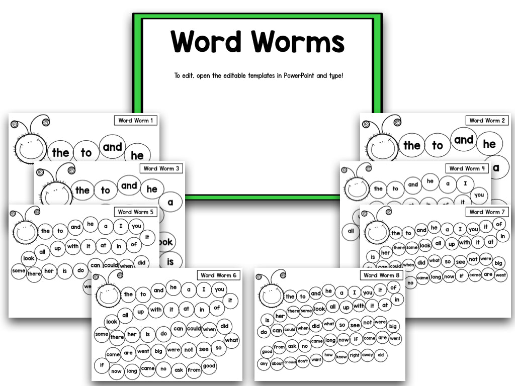 The Word Worm: An Editable Sight Word Recognition Creation