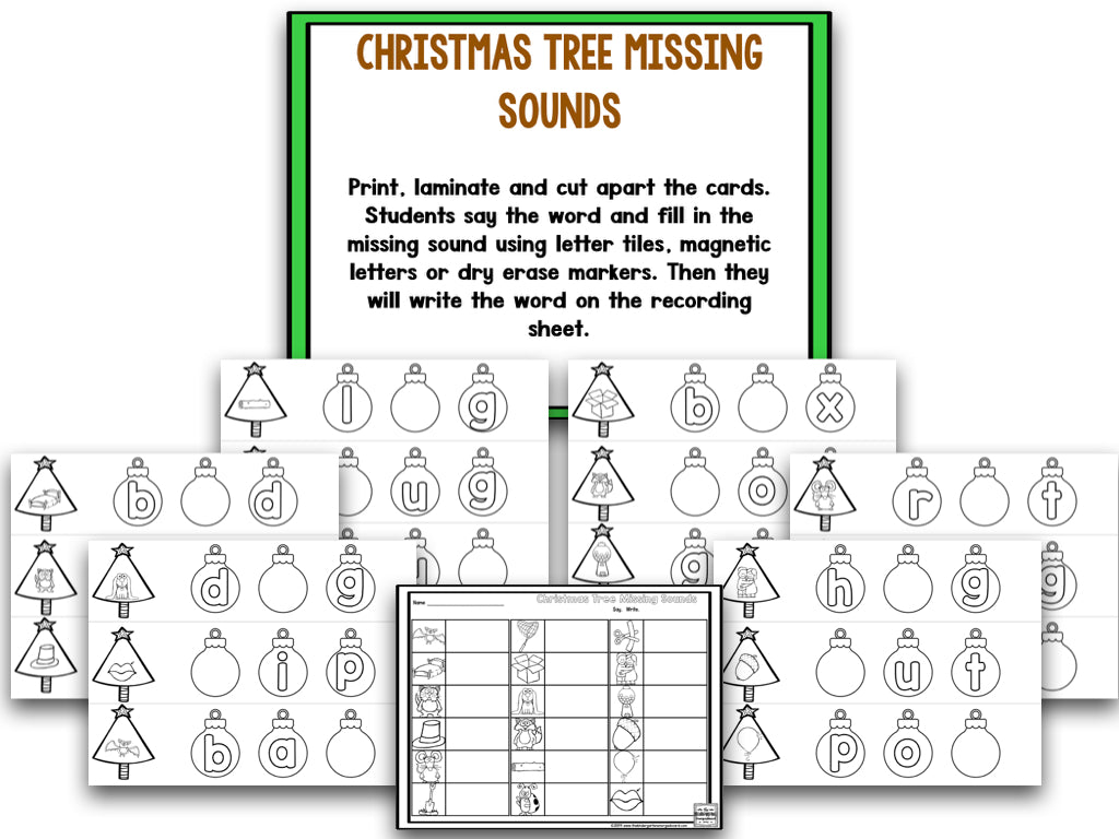 Christmas Tree Blackline Math and Literacy Centers