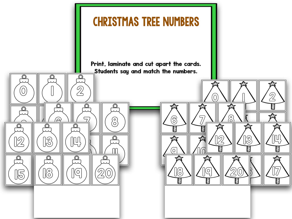 Christmas Tree Blackline Math and Literacy Centers