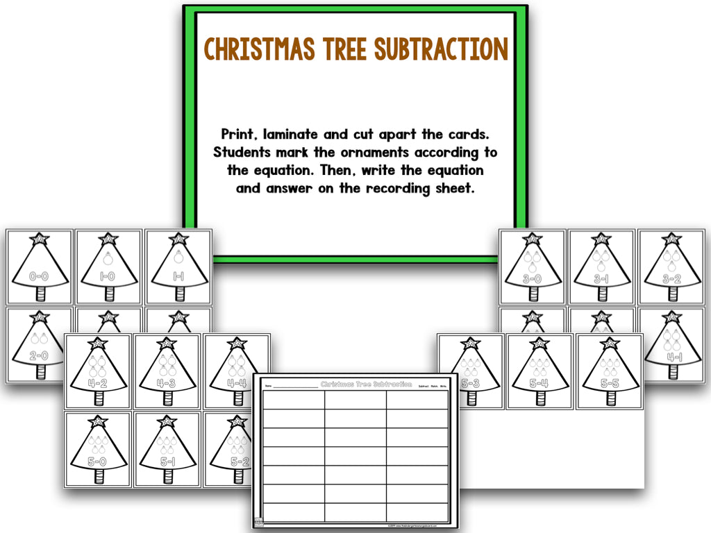Christmas Tree Blackline Math and Literacy Centers