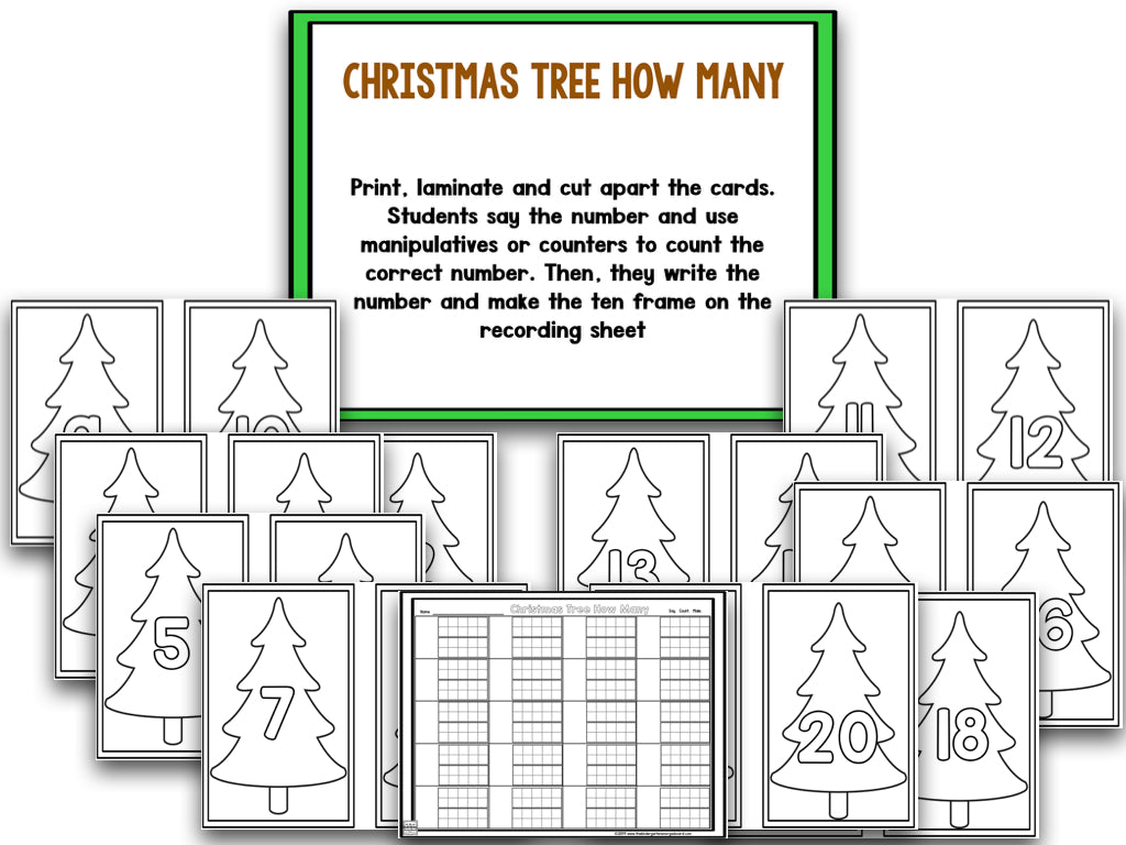 Christmas Tree Blackline Math and Literacy Centers
