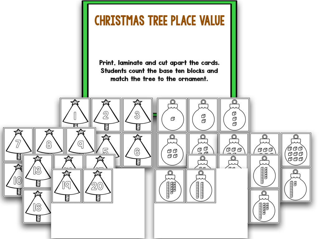 Christmas Tree Blackline Math and Literacy Centers