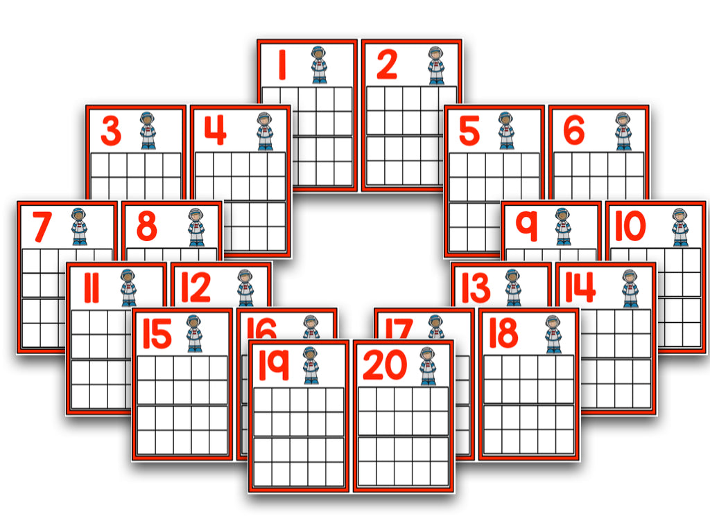 Ten Frame Cards - Popcorn, Pizza, Rockets & Astronauts