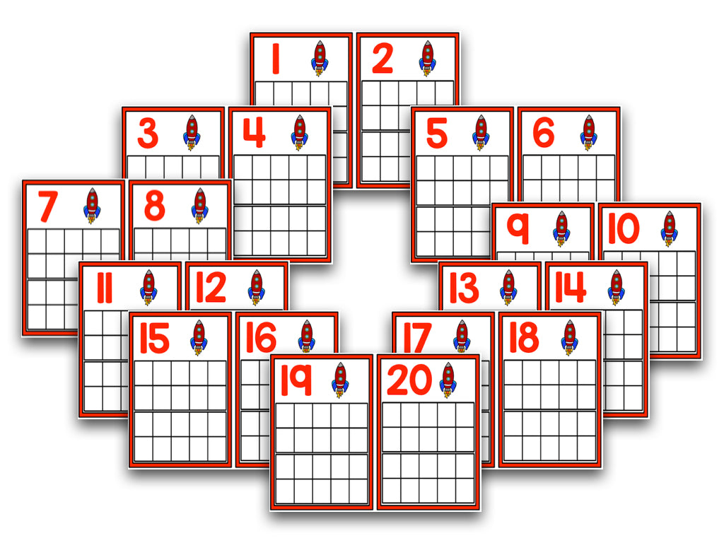 Ten Frame Cards - Popcorn, Pizza, Rockets & Astronauts