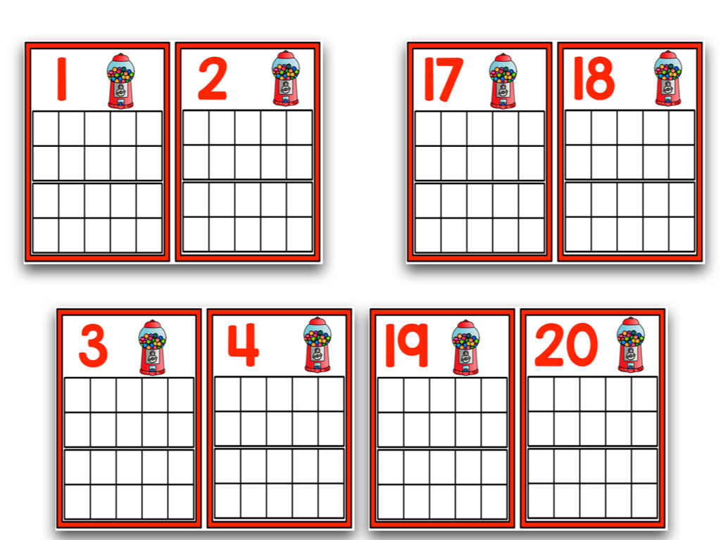 Ten Frame Cards: Pizza, Pencils, Llamas, and More!