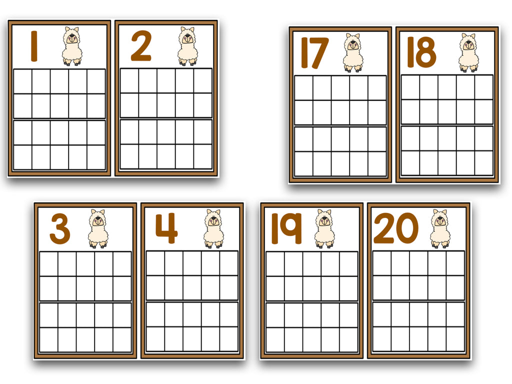 Ten Frame Cards: Pizza, Pencils, Llamas, and More!
