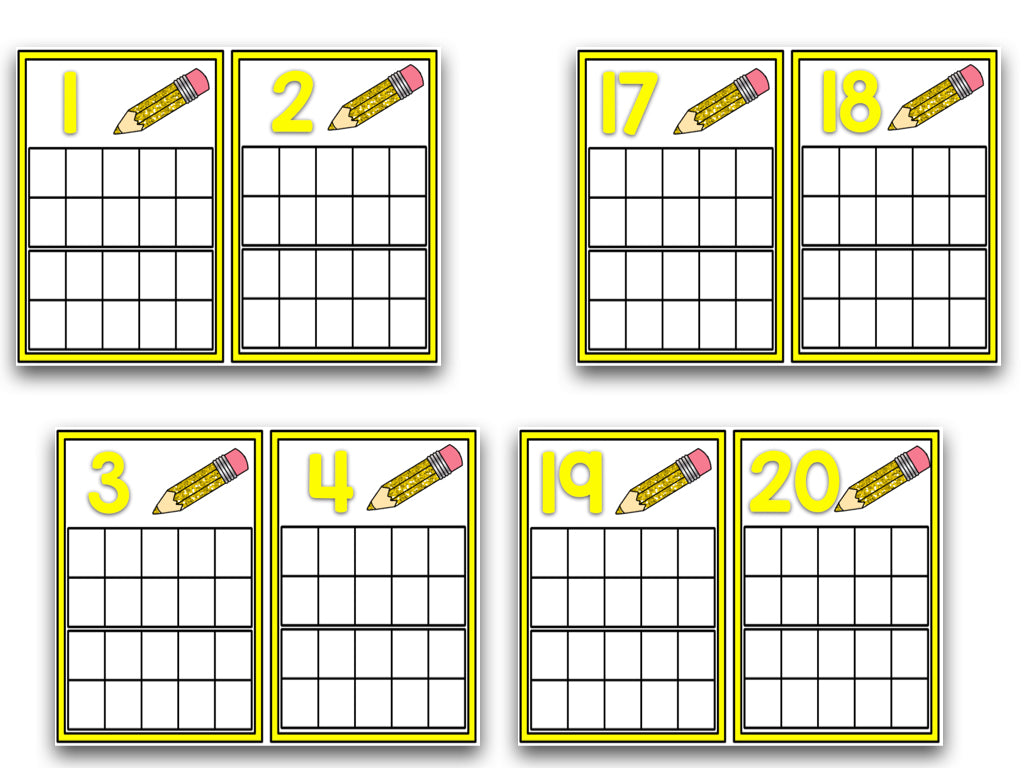 Ten Frame Cards: Pizza, Pencils, Llamas, and More!