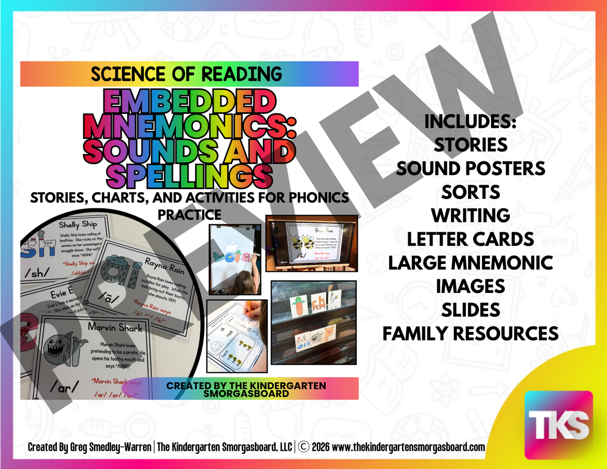 Phonics Activities & Worksheets-Embedded Mnemonics Sounds and Spellings-K–2