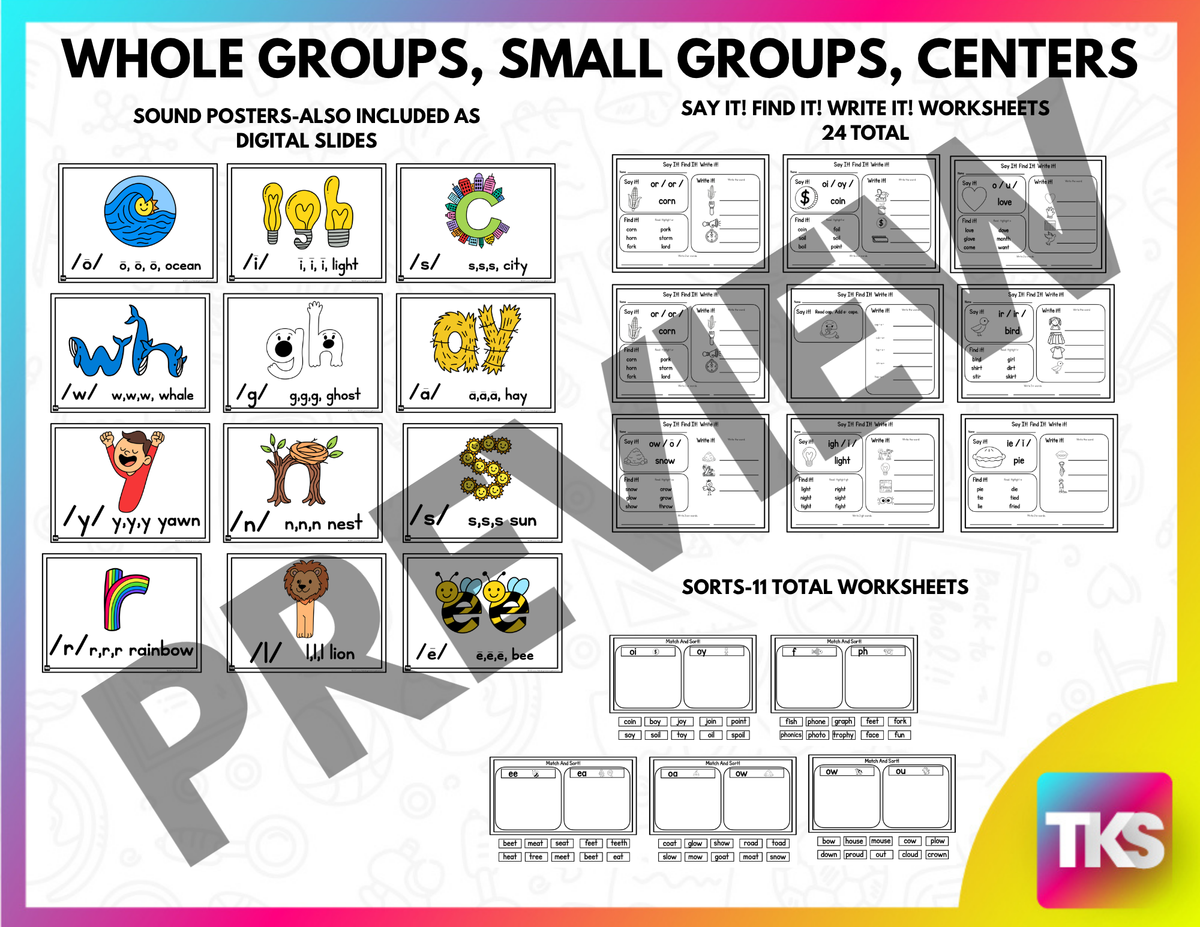 Phonics Activities & Worksheets-Embedded Mnemonics Sounds and Spellings-K–2