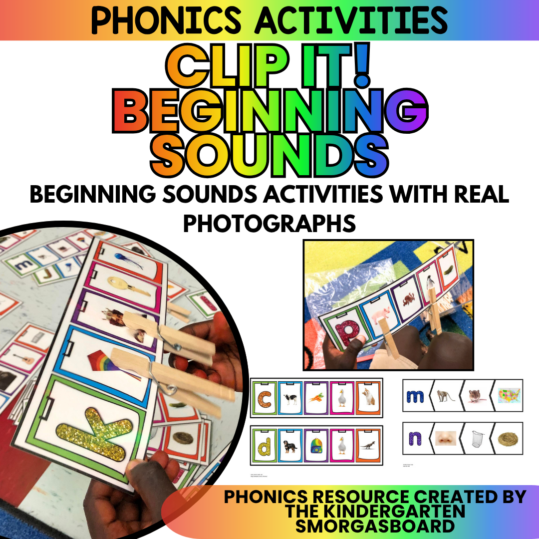 Beginning Sounds Activities-Phonemic Awareness Games-Clip Cards & Sound Puzzles