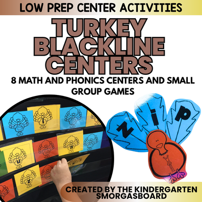 Turkeys: Blackline Thanksgiving Math and Literacy Centers
