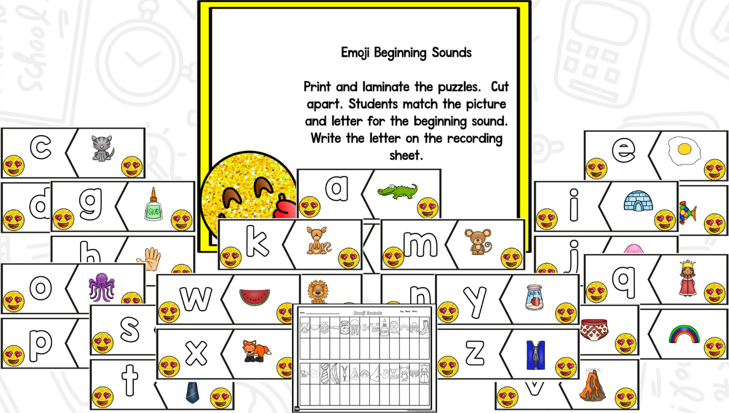 Emojis Math and Literacy Centers
