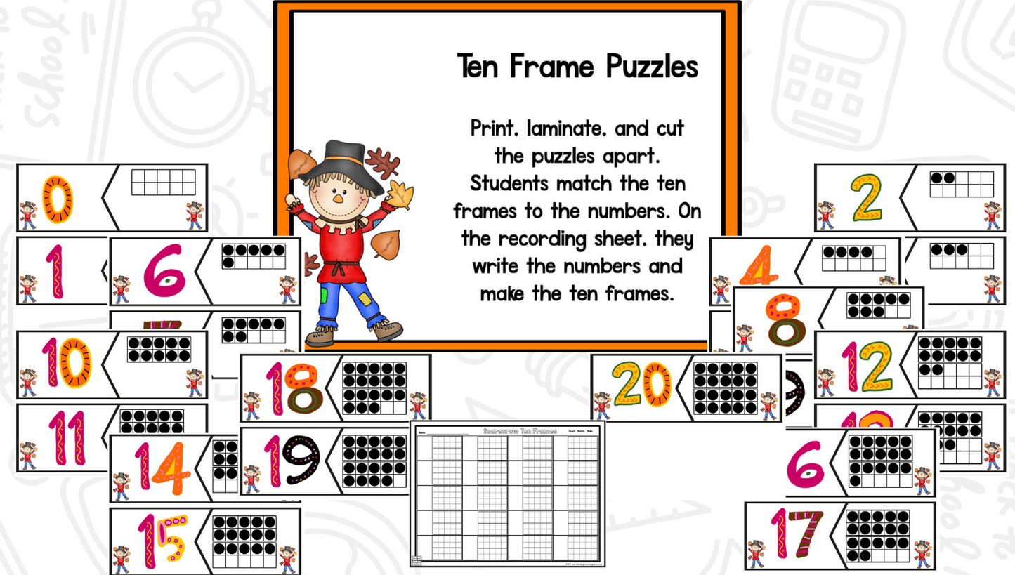 Scarecrow Math, Literacy and Writing Pack