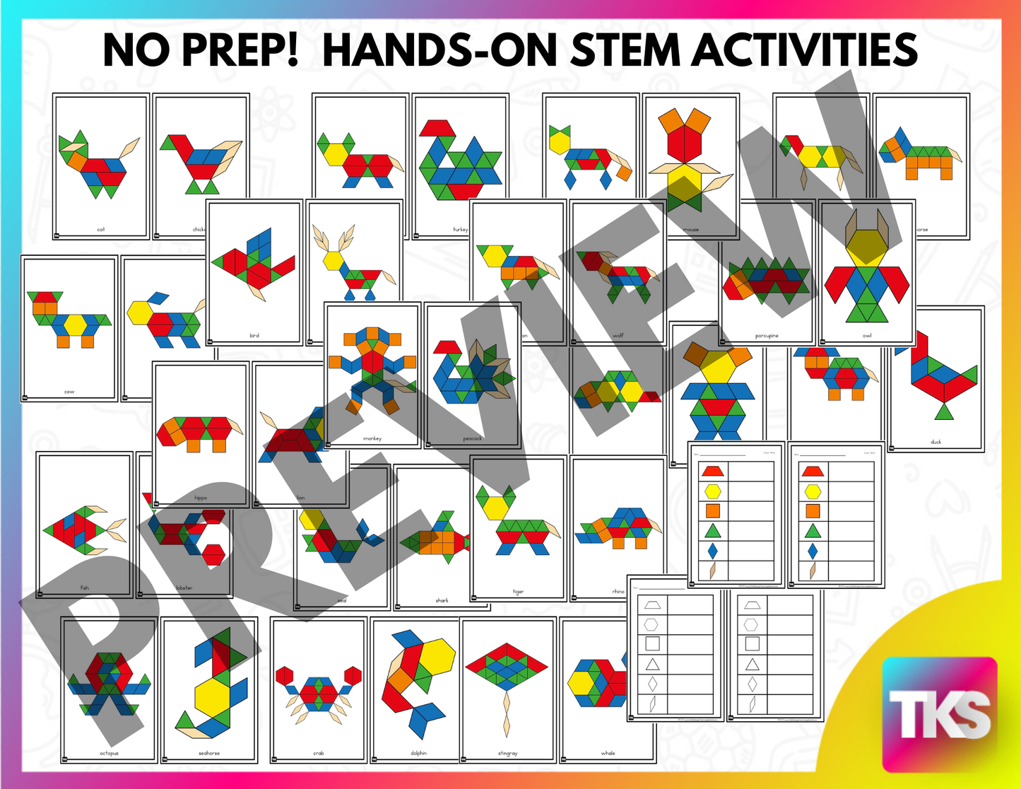 Pattern Block Animal Mats And Counting Cube Animal Mats