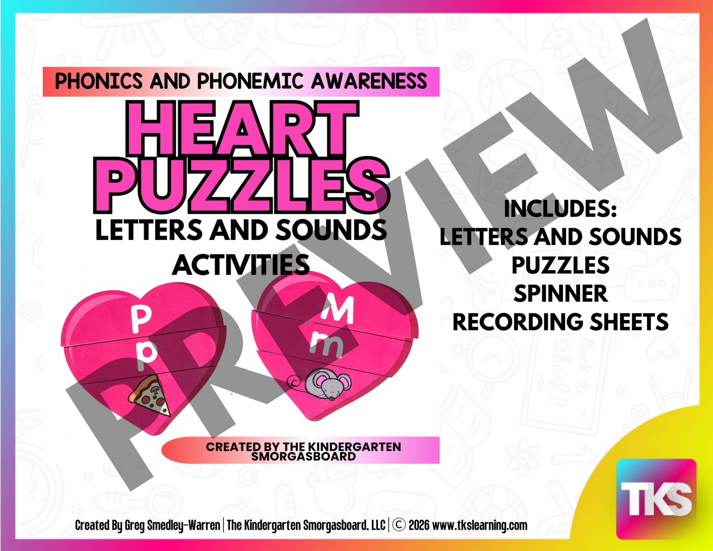Valentine's Day Activities: Heart Puzzles: Letters and Sounds