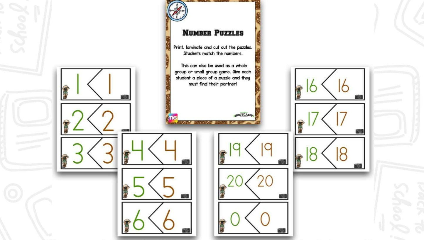 Number Bootcamp: Numbers and Counting 1-20 (Safari Theme)