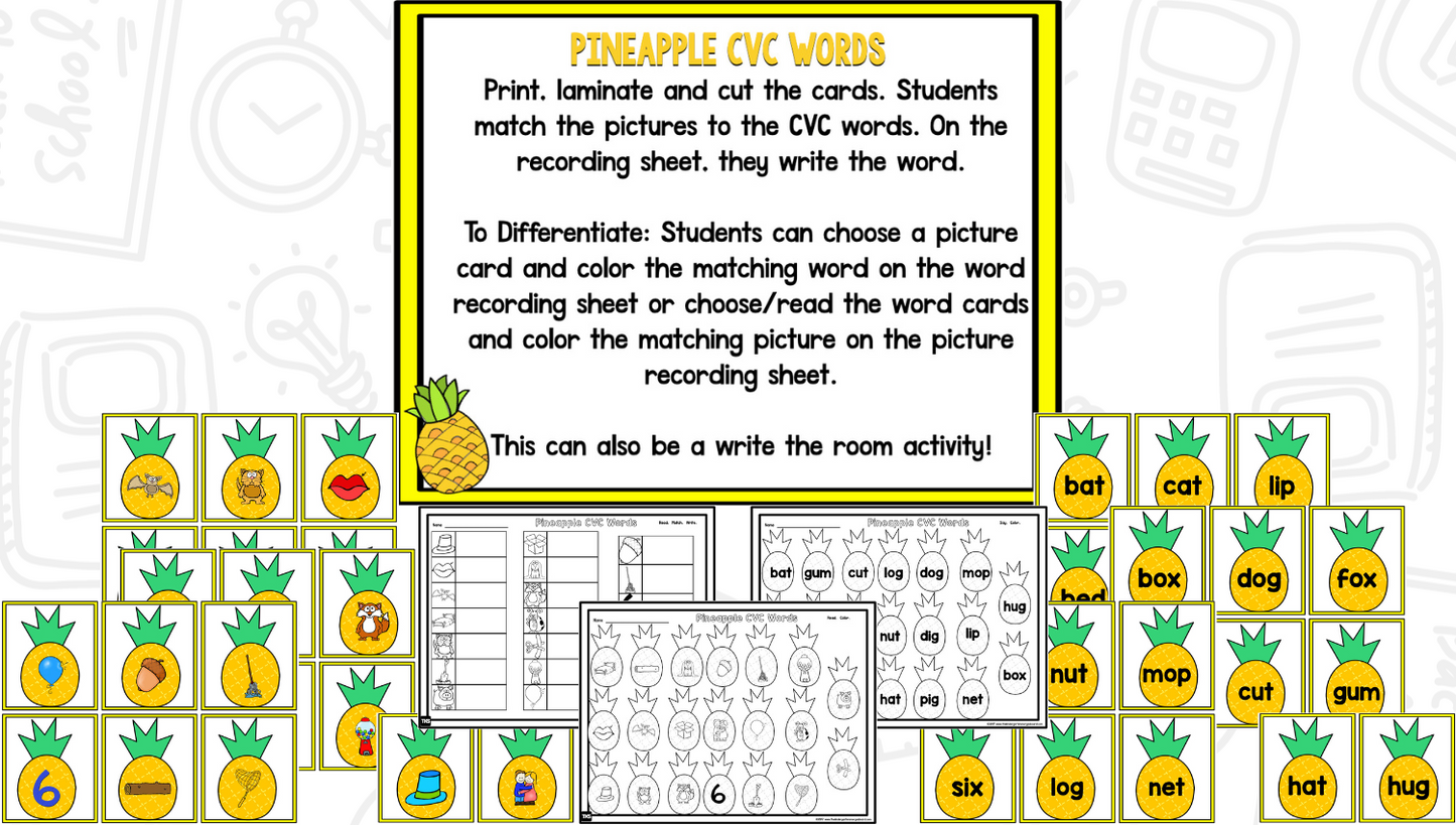 Pineapple Math and Literacy Centers