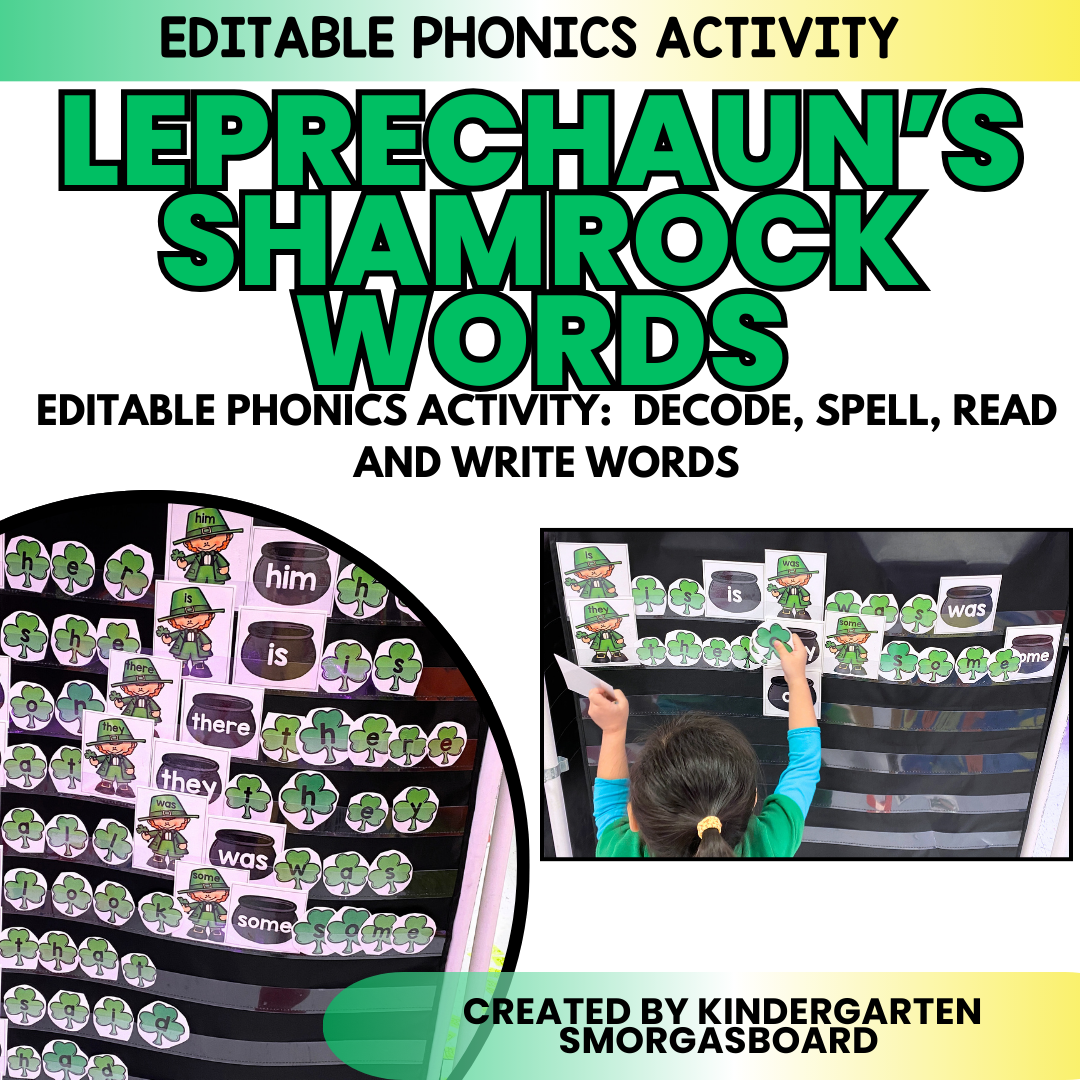 St. Patrick’s Day Words | Leprechauns & Shamrocks Editable Phonics Resource