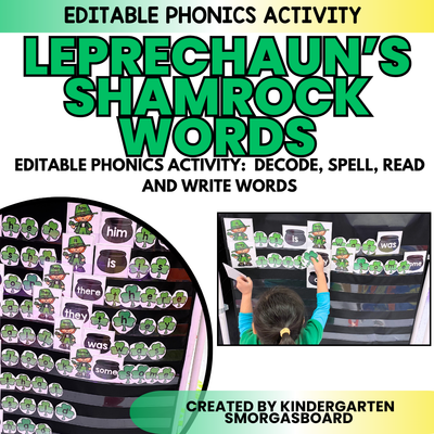 St. Patrick’s Day Words | Leprechauns & Shamrocks Editable Phonics Resource
