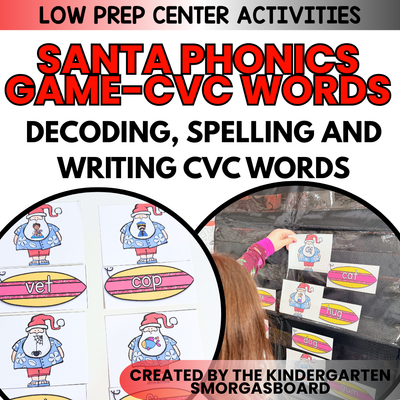 Christmas CVC Words: Surfin Santa CVC Words Activity