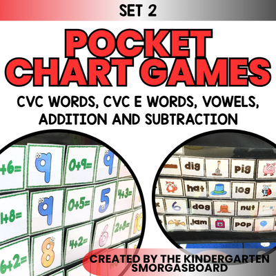 Pocket Chart Games-CVC WORDS, CVCE WORDS, ADDITION, SUBTRACTION