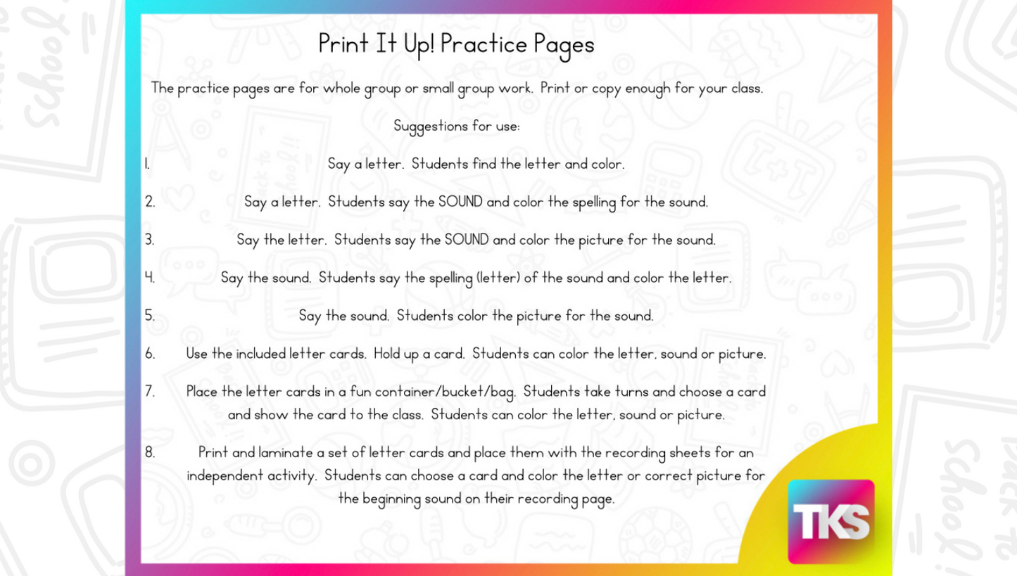 ELA & Math Low Prep Worksheets & Games Kindergarten - Print It Up! November