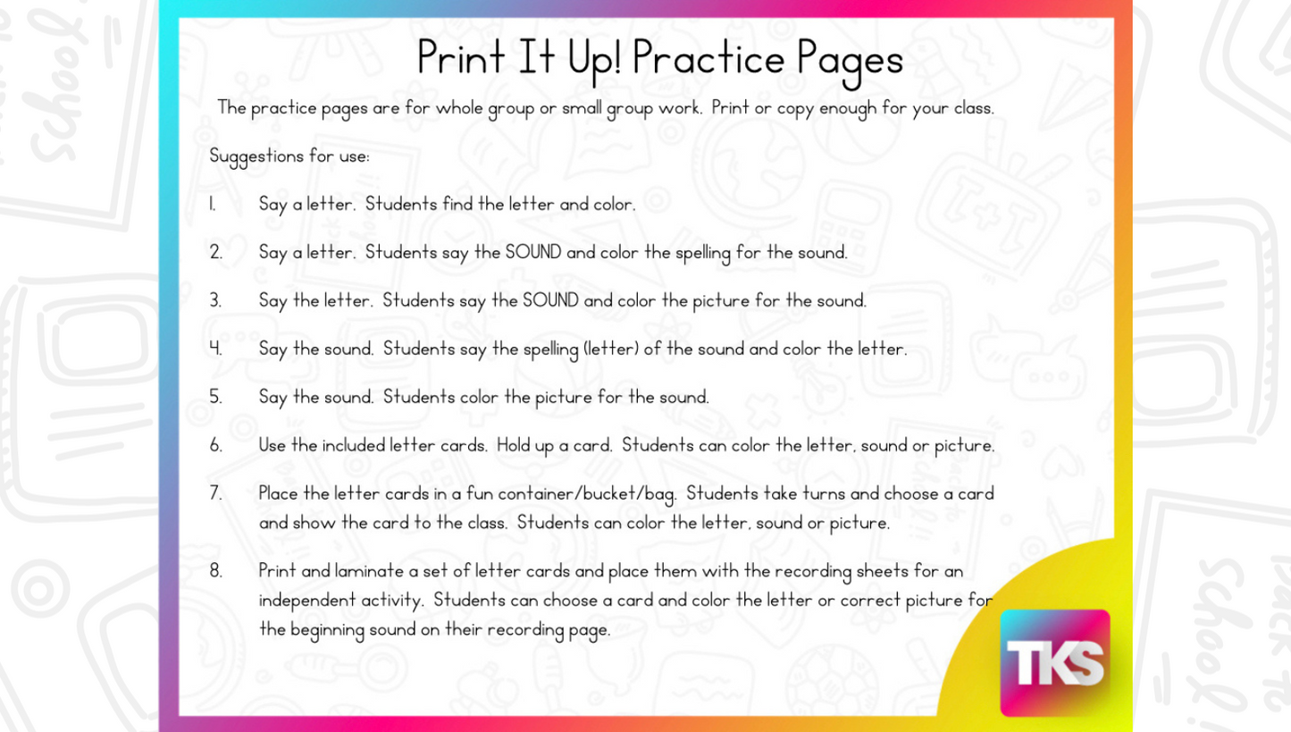 ELA & Math Low Prep Worksheets & Games Kindergarten Print It Up! January