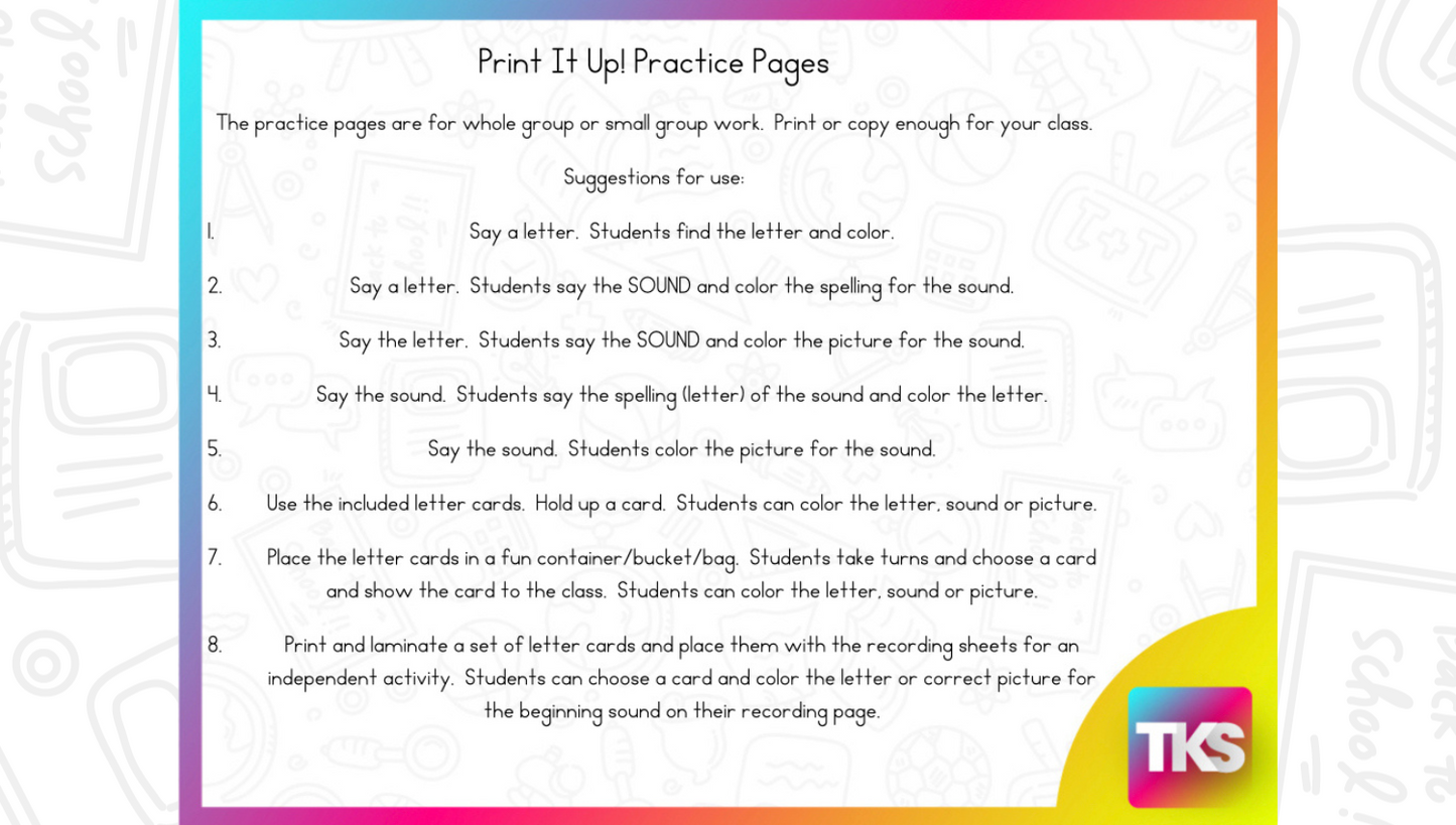 ELA & Math Low Prep Worksheets & Games Kindergarten - Print It Up! October