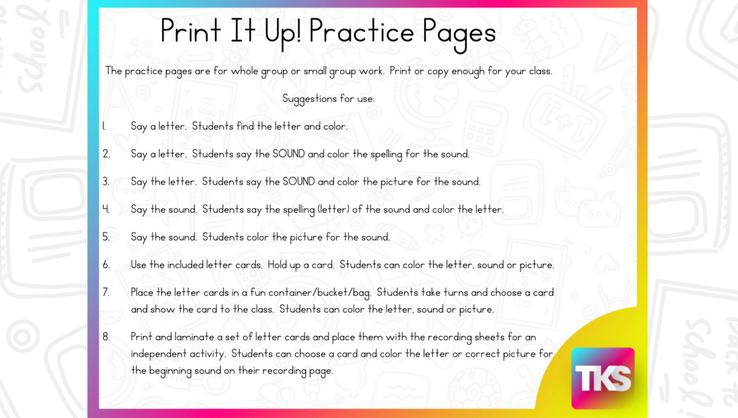 ELA & Math Low Prep Worksheets & Games Kindergarten Print It Up! December Print It Up!