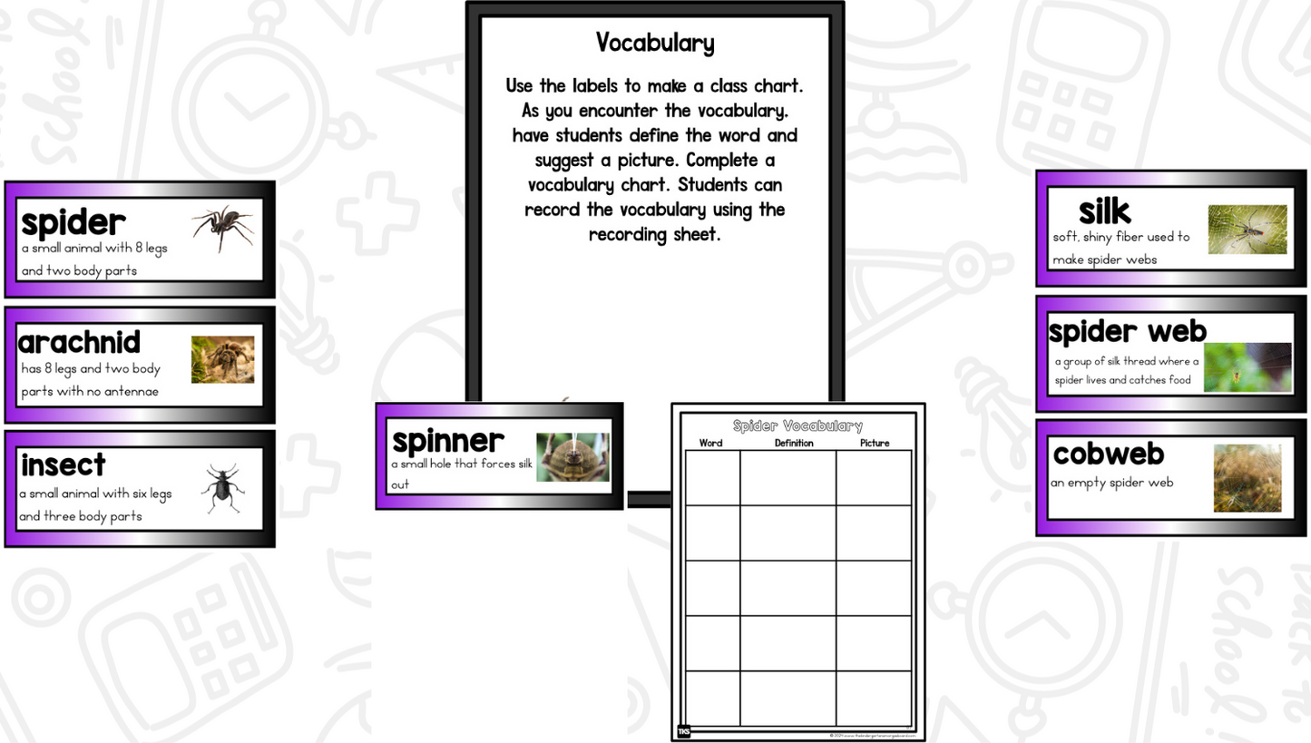 Spiders Reading Writing & Science Activities for Kindergarten