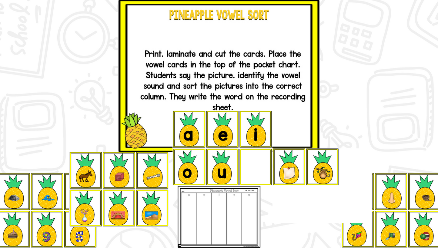 Pineapple Math and Literacy Centers