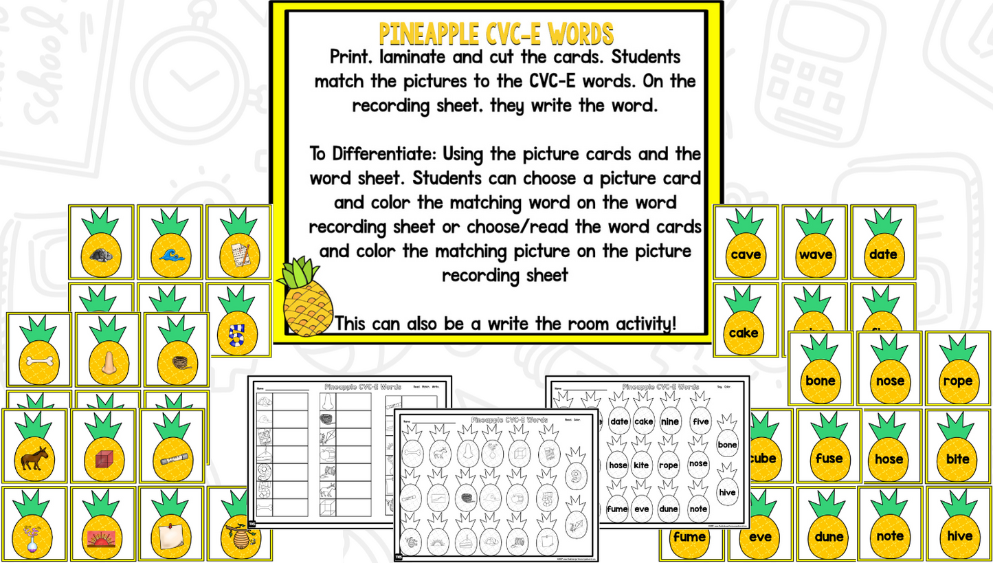 Pineapple Math and Literacy Centers